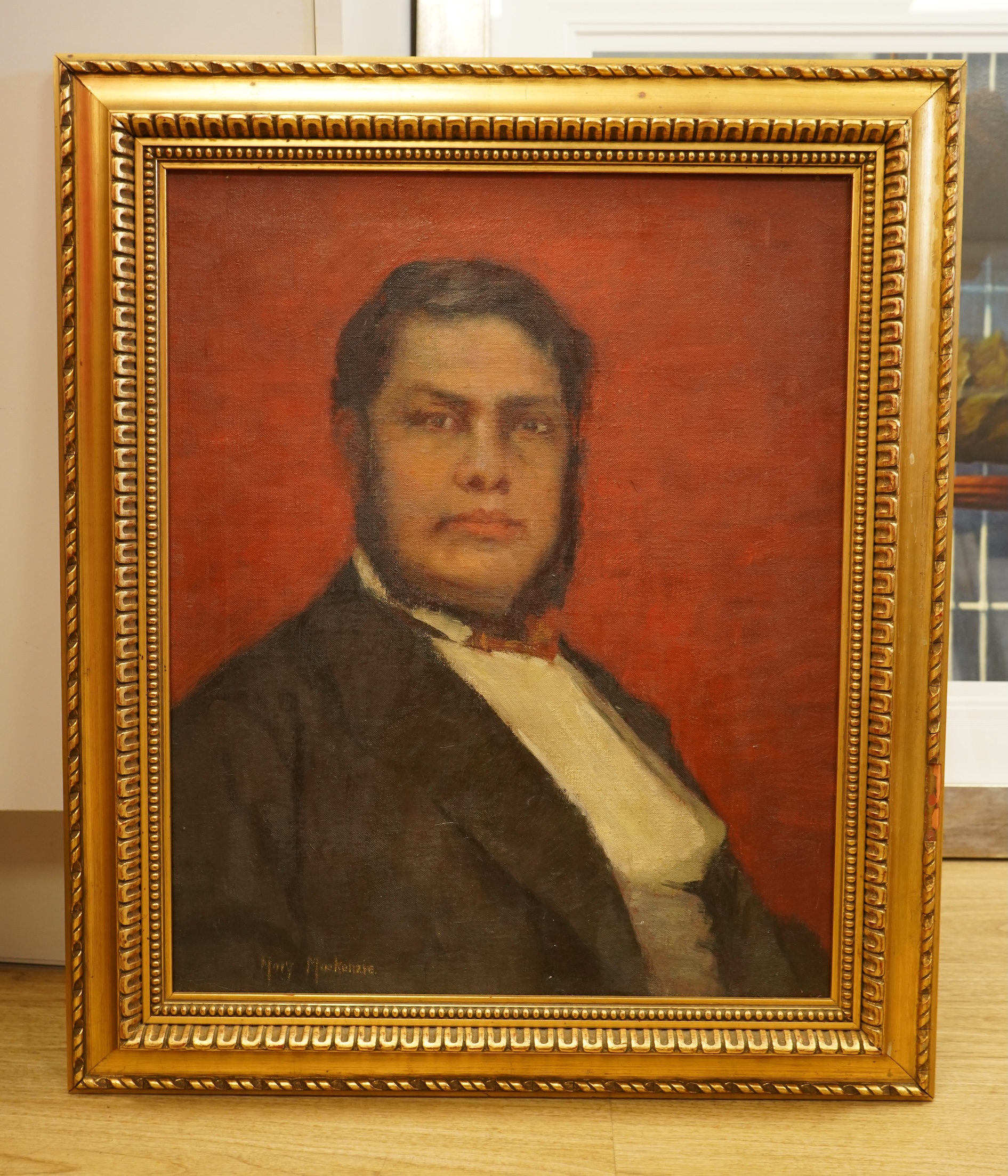 Mary MacKenzie (1881-1968), Portrait of a gentleman wearing evening dress, signed, oil on canvas, 54 x 44cm, gilt frame